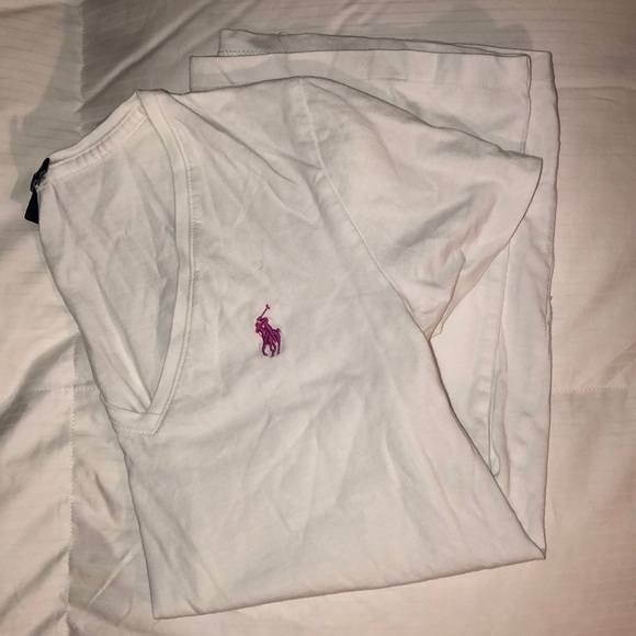 Polo white tee with pink logo - Picture 1 of 2